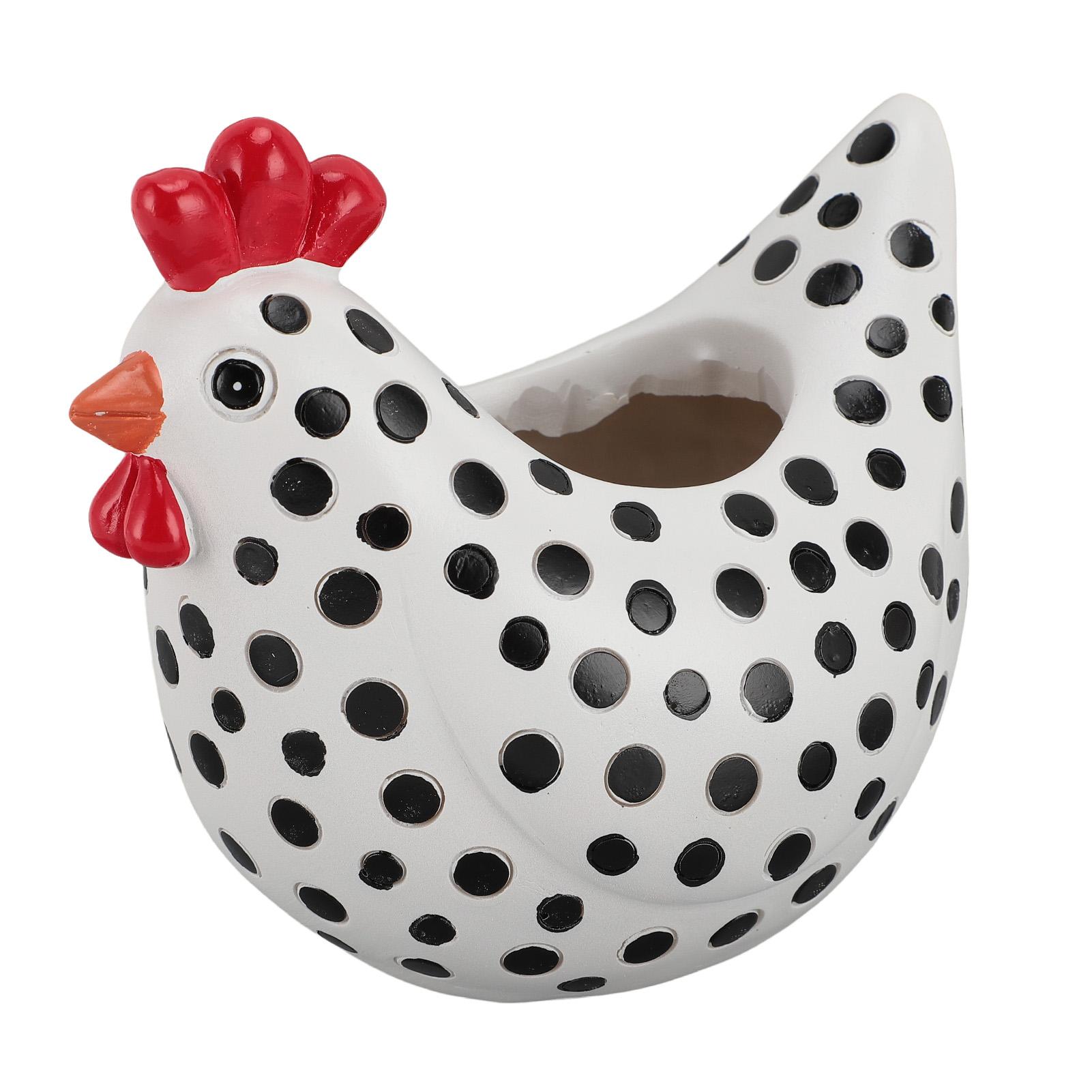 

Кашпо для курей. Кумедний декоративний смоляний півень. Горщик для сукулентних рослин. Садовий газон. білий