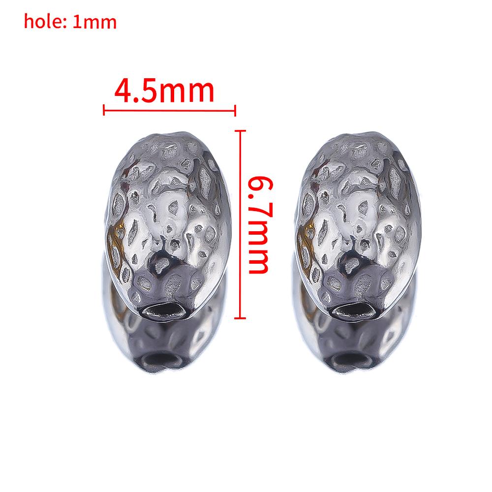 20PCS Stainless Steel Gold Plated Round Oval Dots Texture Small Spacer Beads for Needlework DIY Bracelet Jewelry Making Craft