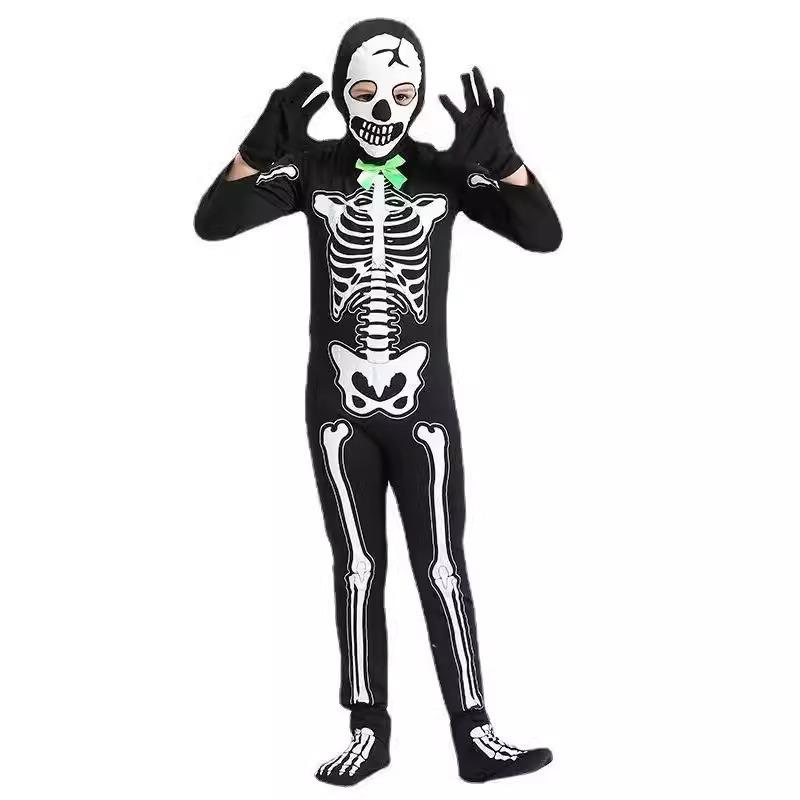 Halloween Children's Costumes, Horror Games Skull Costumes Themed Ball Luminous Skeleton Costumes Performance Costumes