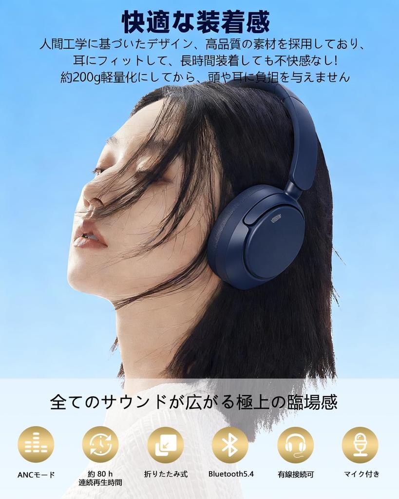Bluetooth Wireless Headphones with 6 Silicone ANC Noise Up To 80 Hours AI IPX7 Latest Bluetooth Dual Multipoint Comfortable and Lightweight Noise