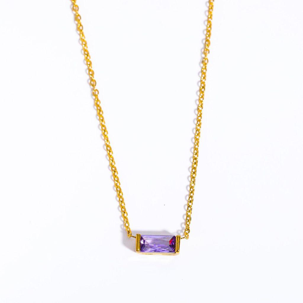 Titanium Steel Birthstone Pendant Necklace For Women Men With Geometric Design