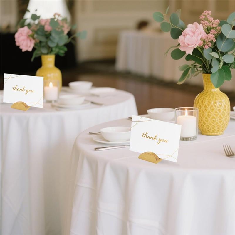 

A25F-Gold Wooden Place Card Holders(24 Pieces), Semicircular Table Number Stands For Wedding Party Restaurant Decorations золотой
