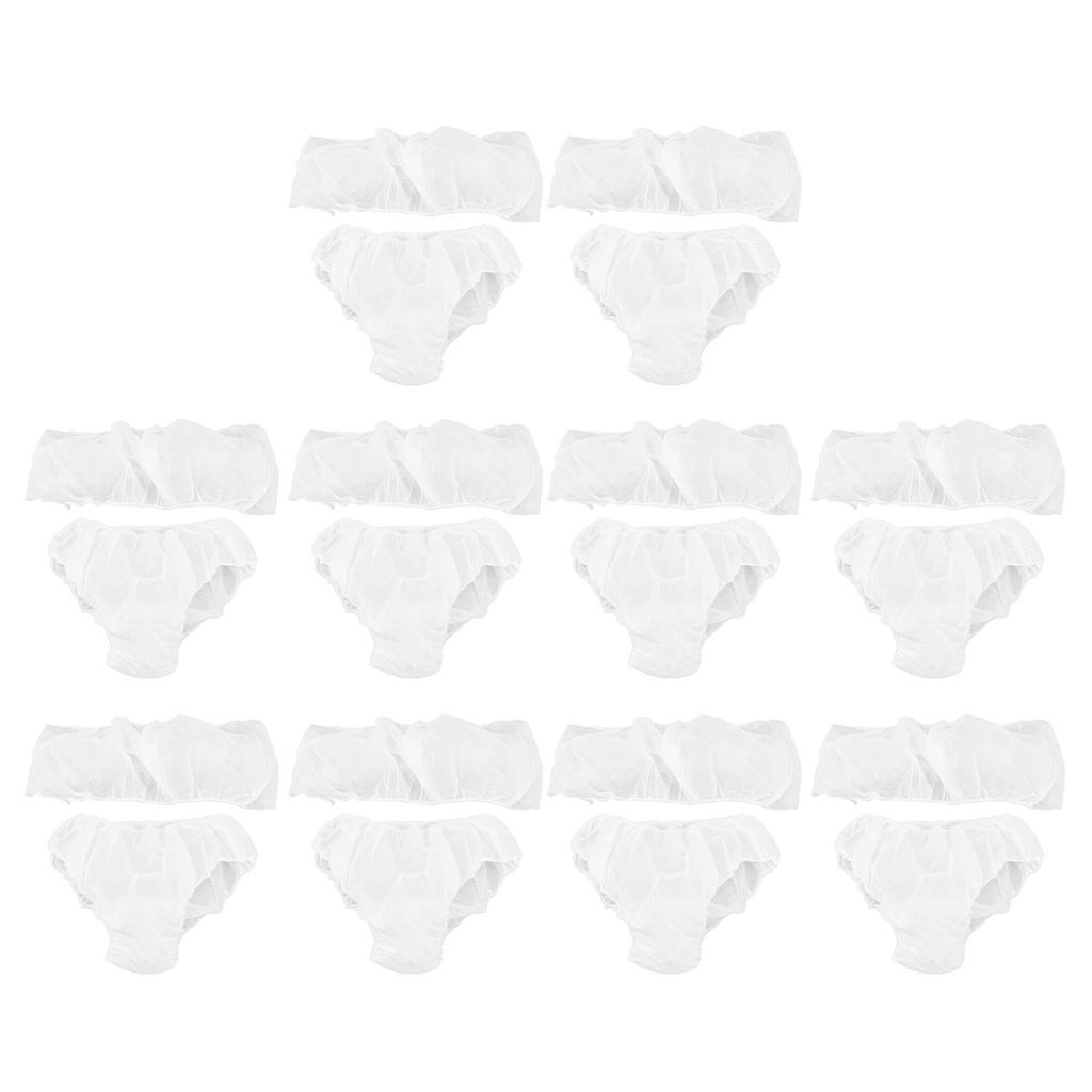 10set Disposable Bras and Panties Breathable Multifunctional Salon Top Garment Underwear for SPA Sauna White