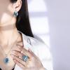 Jewelry Retro Style Simulation Topa Blue Full Diamond Luxury Set Creative Set Necklace 12 * 16 Stud Earrings 12 * 14