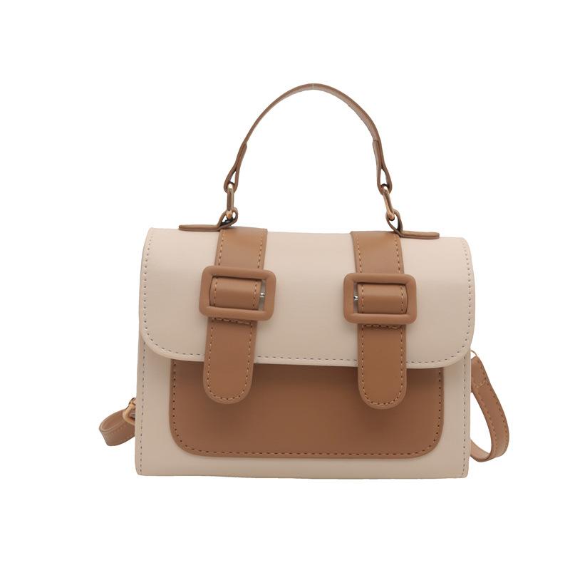 New Niche Design Contrasting Color Shoulder Bag Sweet College Style Postman Bag Trendy and Fashionable Crossbody Bag Women's Small Square Bag