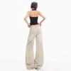 Spring Summer Light Gray Low Waist Vintage Relaxed Micro Flare Denim Pants For Ladies Casual Pants Oversize Denim Trousers