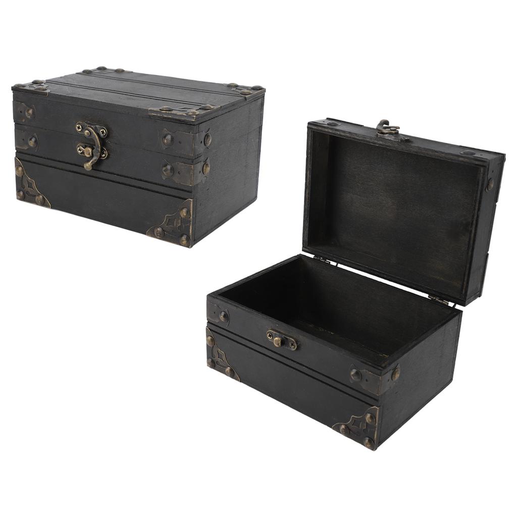 Retro Trälåda för Smycken Skattförvaringslåda Organizer Behållare Fodral Kista Prydnadslåda för Flickor Flickvän Kvinnor