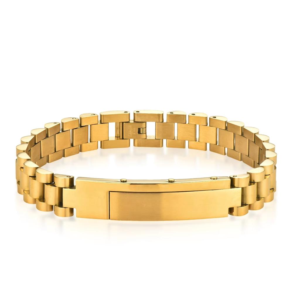 Bracciale a Catena in Acciaio Inossidabile 316L Placcato Oro Impermeabile Logo Personalizzato Regalo da Uomo Gioielli alla Moda