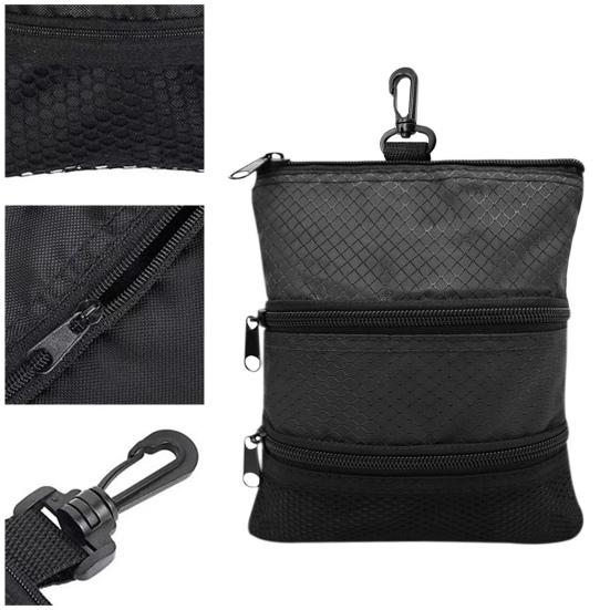 Golf Ball Bag with Waist Clip 3 Pockets Waterproof Nylon Golf Ball Tee Tools Accessories Organizer Pouch Holder Men Women Golf Enthusiasts Gift
