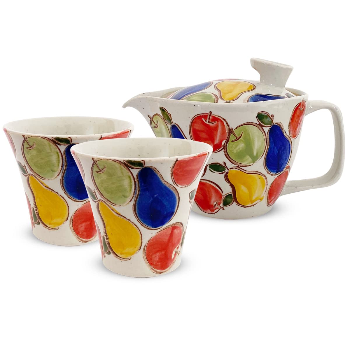 

Kunzan Kiln Teapot Hasami Made in Japan Pair of Tea 240ml and for 1 to 2 Includes Tea Fruit Design J-kitchens Set, Ware, (Teapot, Teacups, Set),