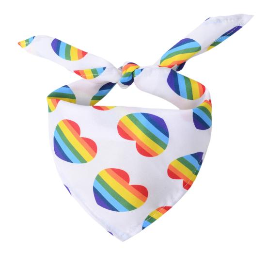 Pet Bandana Triangular Soft Breathable Comfortable Universal Dress Up Washable Rainbow Heart Print Dog Puppy Cat Collar Scarf Bib Pet Supplies