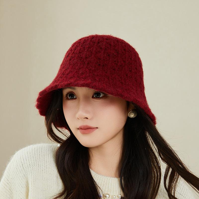 Face Showing Little Fisherman Hat Plush Warm Basin Hat Winter Cold Protection Ear Protection Knitted Wool Hat for Women Trendy