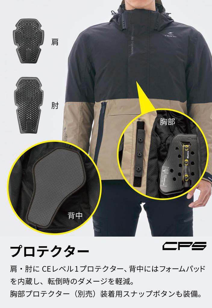 RS Taichi Motorrek Parka Size for and Motorcycle Riding Jacket with CE Protectors and Removable Inner All-Season RSJ733, Chino/Black, M, Fall/Winter,