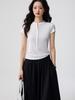 Women's Elegant Tencel Lyocell Henley Short Sleeve Slim Fit Top