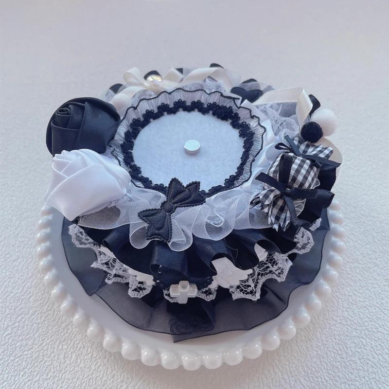 

Creative Cake Shape Badge Holder Sweet Small Cake Anime Pin Baji Base 58-75mm Badge Holder DIY Material Itabag Decoration чёрный