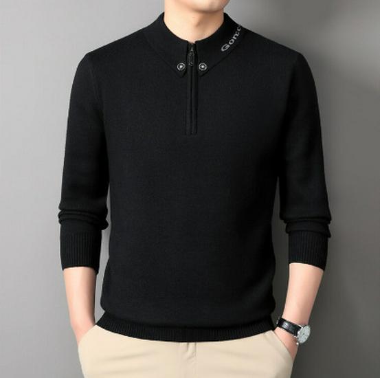 

2025 Winter Men s Casual Knitwear Lapel Button-Up Top XL чорний