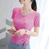Ice Silk Tie-Up V-Neck Knit Pullover for Women