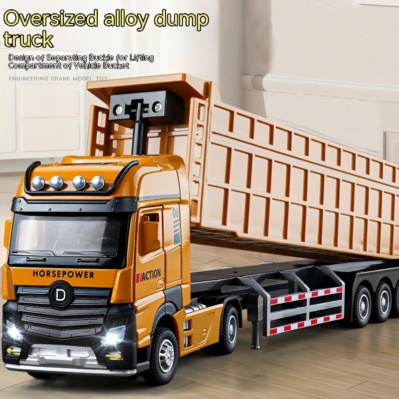 Modellino Giocattolo Camion Ribaltabile Esteso Scala 1/50 Metallo Pressofuso Porte Apribili Suono Luci Veicolo a Retrazione Modelli Ornamenti Regali per Bambini