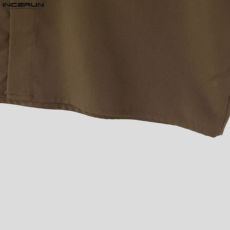 INCERUN Oversized Men Stand Neck Sleeveless Buttons Casual Loose Tank Tops