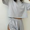 Pigiama a righe da donna Set T-shirt a maniche corte e pantaloncini Indumenti da notte Set da 2 pezzi per donna Casa Casual Ampio Girocollo Pigiama
