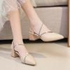 Summer Shoes Women Sandals Fashion Modern Ladies High Heels Pointed toe Elegant Woman Party Shoes Square Heel 5cm