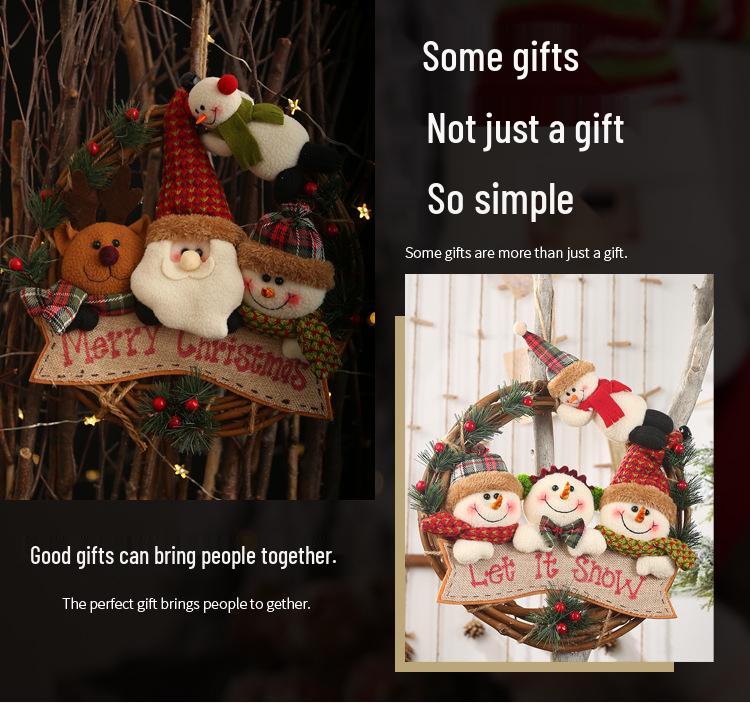 Decorazioni Natalizie Haobei: Ornamenti per Ghirlanda in Rattan: Babbo Natale, Pupazzo di Neve e Renna.