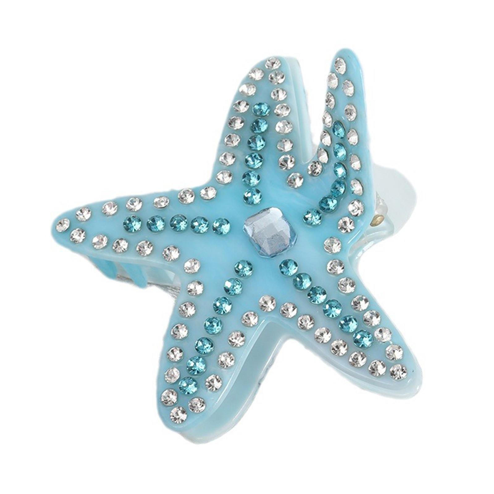 

Заколка-краб для волос в виде морской звезды для женщин и девочек, милые стразы, заколки-подбородки в виде морской звезды, заколки-удержатели для хвоста, украшение синий