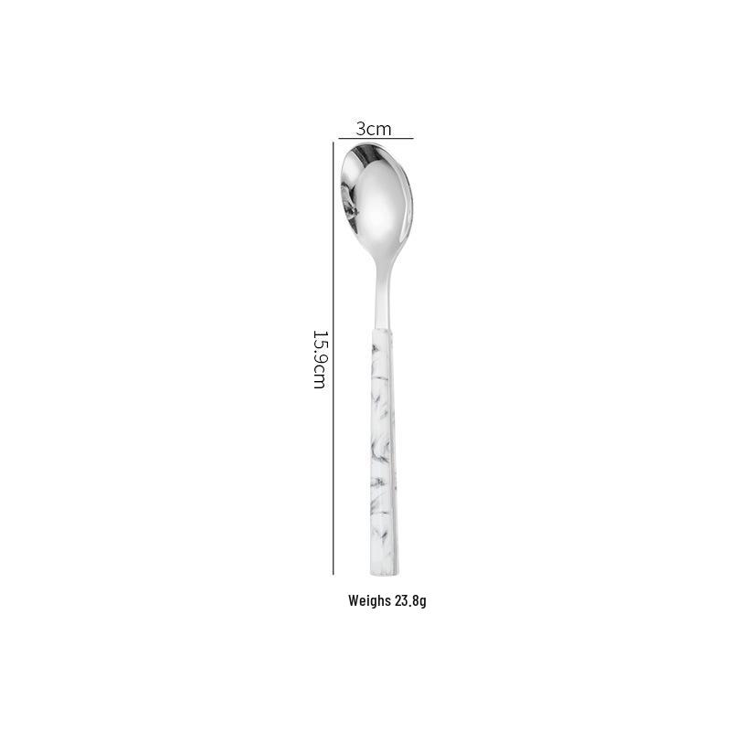 Korean Style 430 Stainless Steel Tableware Set with Imitation Wood Grain Handles: Includes Knife, Fork, Spoon, and Chopsticks