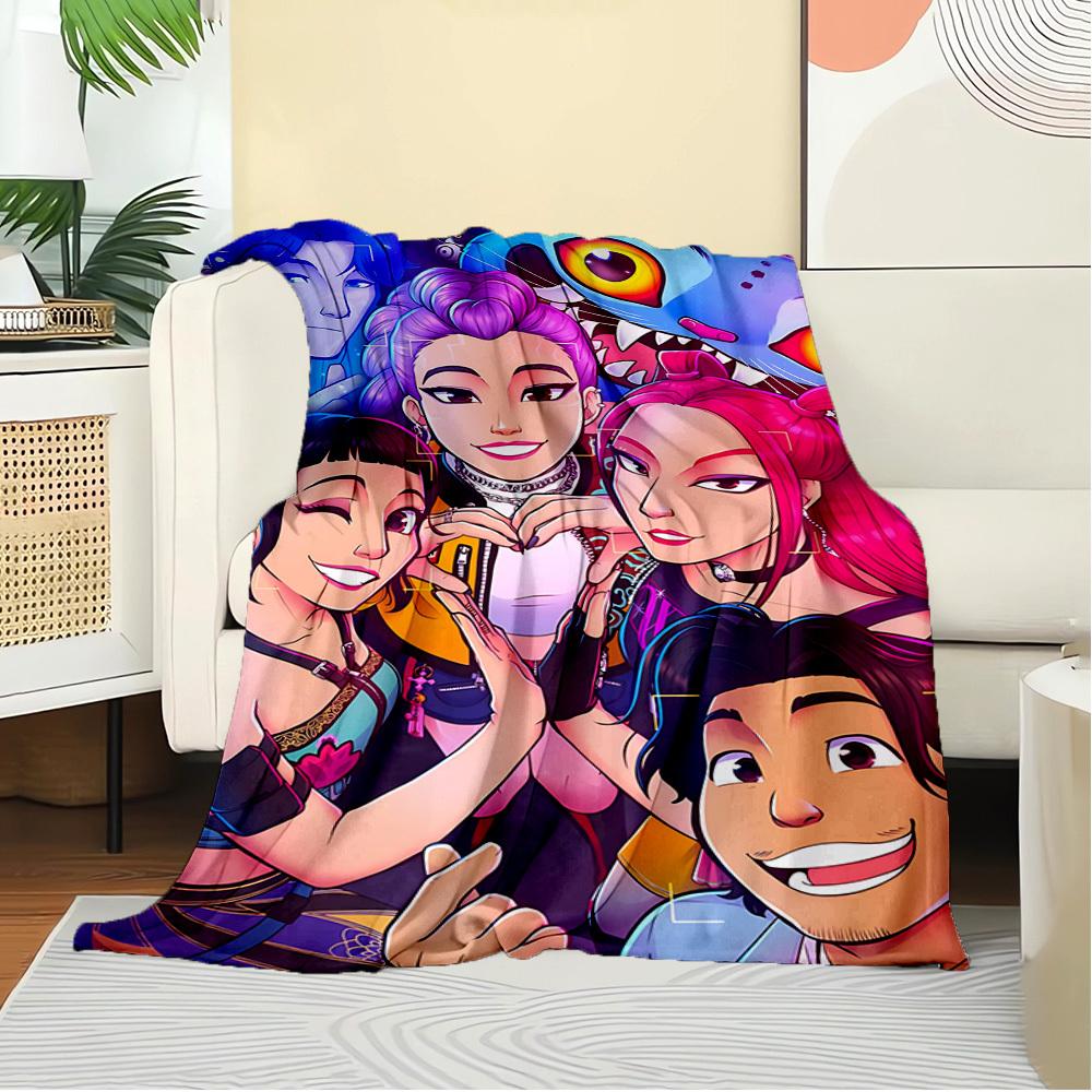 Gruppo di Ragazze Anime K-POP  Coperta Morbida Calda delle Quattro Stagioni  Copriletto Spesso a Maglia in Poliestere per Tutte le Stagioni per Letto, Campeggio, Viaggio  Regalo Perfetto