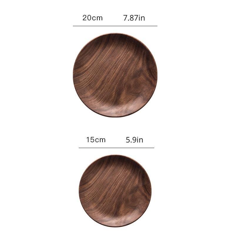 1pc Black Walnut Solid Wood Plate Breakfast Tray Household Use European Style Western Cuisine Dim Sum Wooden Plate Wood Tea Tray, Without Splicing