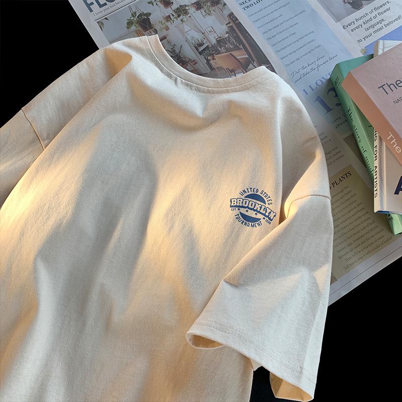 Men’s Trendy Loose-Fit Summer 2024 White Cotton Short-Sleeve T-Shirt