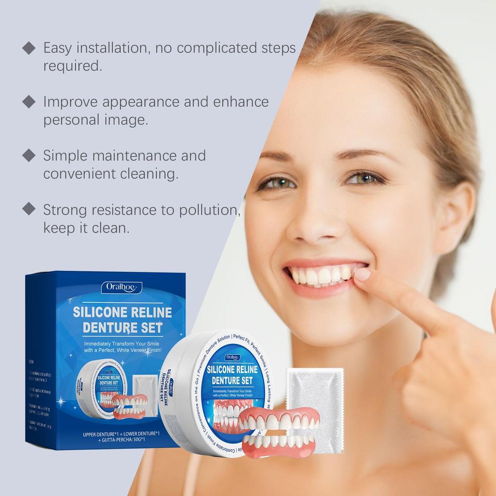 Silicone Denture Set Silicone Material Comfortable Perfect Fit Mouth Cavity No Contain Harmful Substances Not Easily Worn