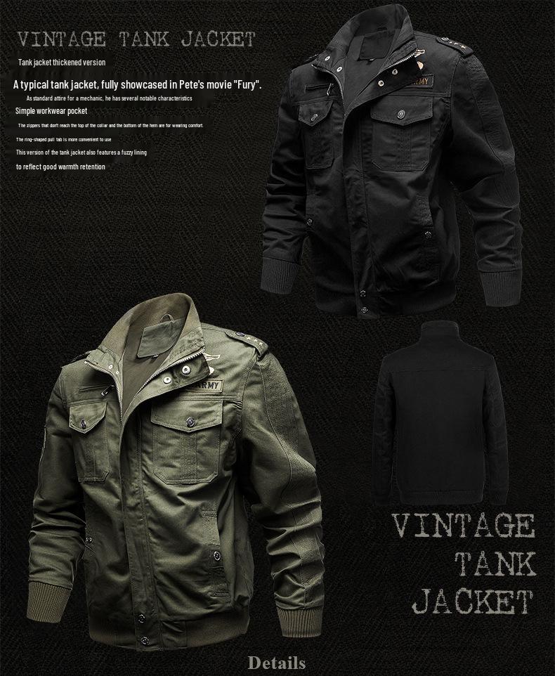 Men's Autumn/Winter Military-Style Cotton Jacket, Plus Size, Trendy Workwear 9931