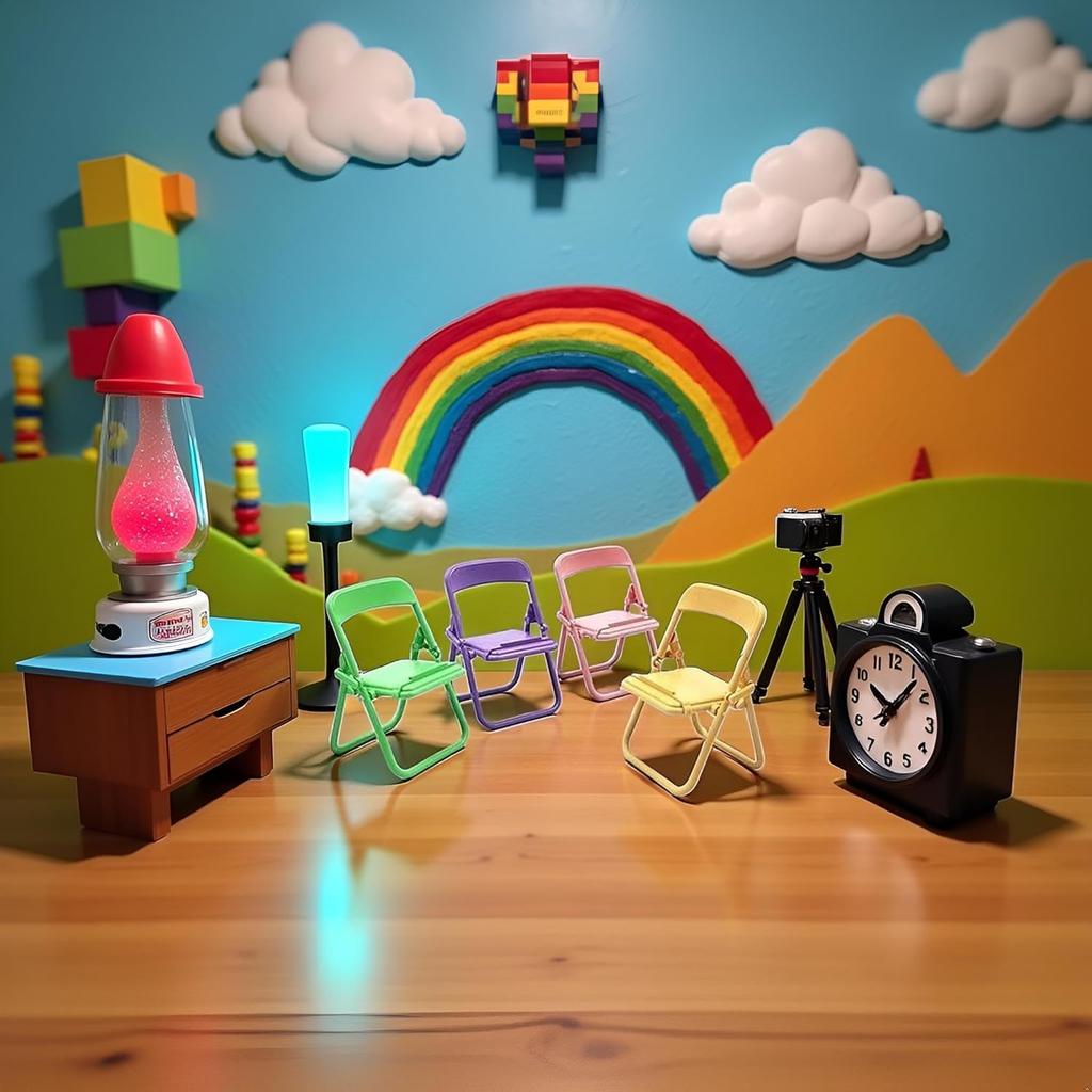 Multicolor Simulation Mini Folding Back Small Chair Model Dollhouse Miniature Plastic Scene Prop Micro Landscape Dollhouse Furniture Mini Chair