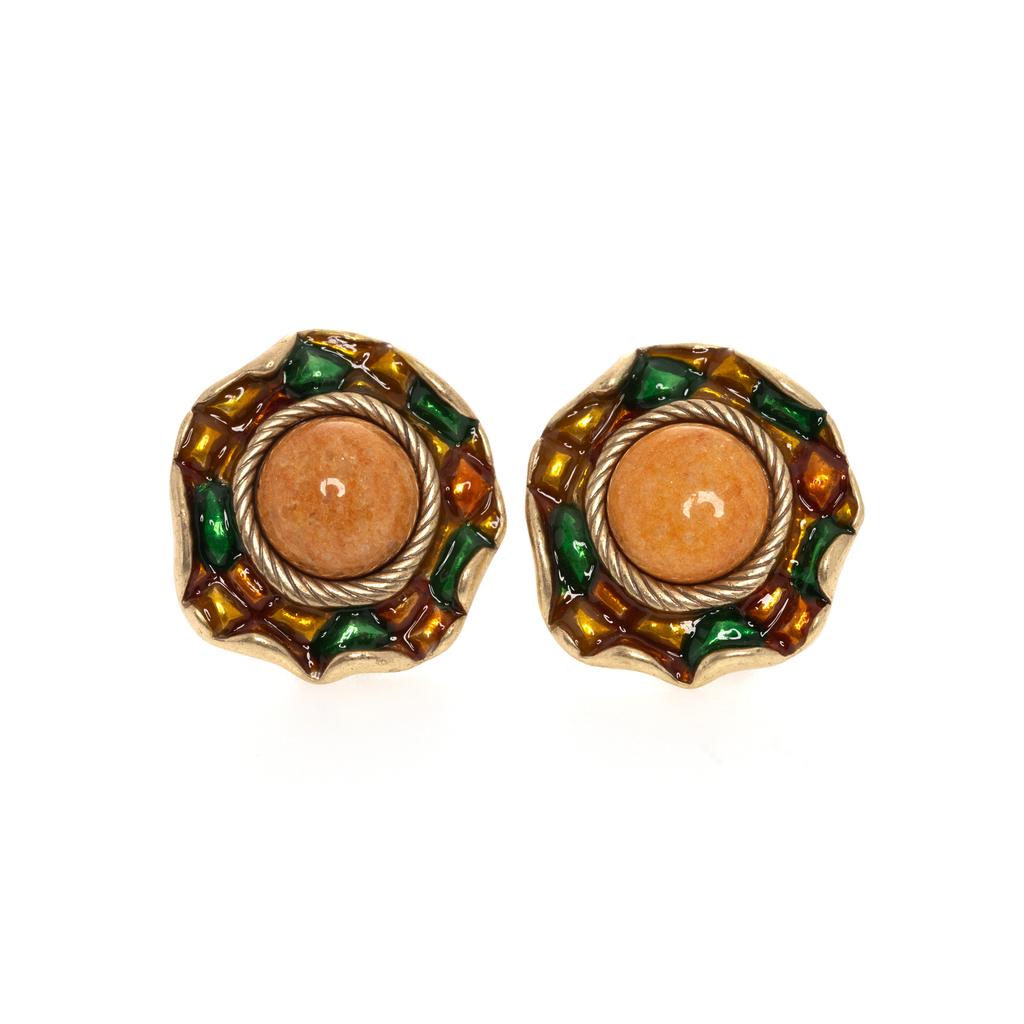 Dopamin Farbe Naturstein Schnalle Halskette Ohrringe Leichter Luxus Premium Design Nische Persönlichkeit Vielseitiger Damenschmuck