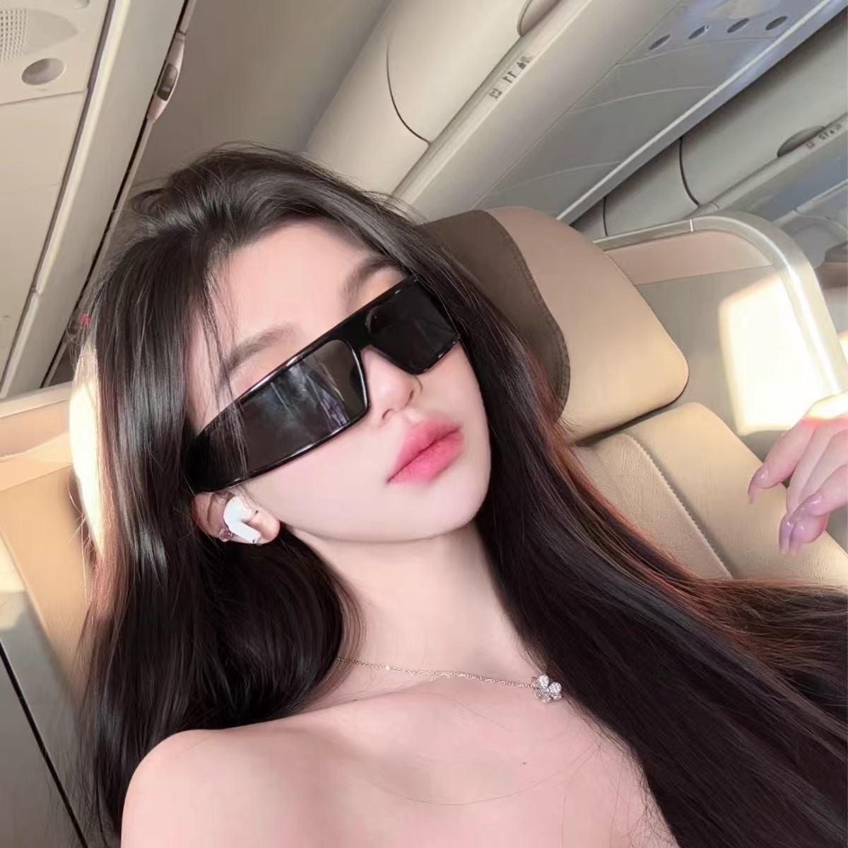 Cross-Border Fashion Headband Sunglasses - European & American Style, Celebrity-Inspired Polarized Sunglasses White Frame, Black-Gray Lens