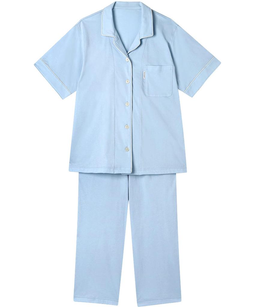 Wacoal RELAX SLEEP Sleep Science Short Cotton YDT150 Size M & Pajamas, 5/8 Sleeve, Sleeve, 100% Jersey, SX,