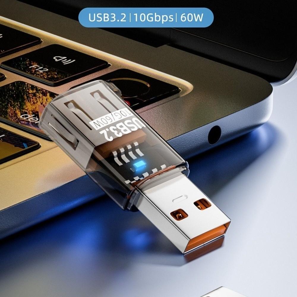 60W USB Extension Adapter Transparent USB Adapter USB Male To Female Adapter Vehicle Connection