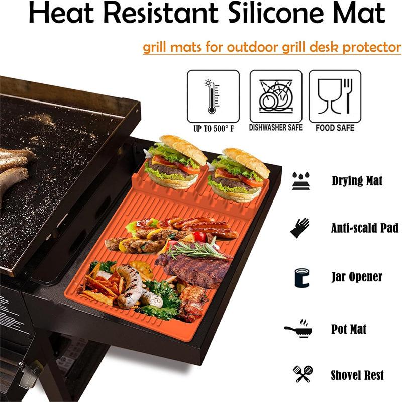 Barbecue Oven Silicone Side Frame Pad, Baking Tray Protection Pad, Draining Pad, Black Stone Silicone Barbecue Oven Draining Pad