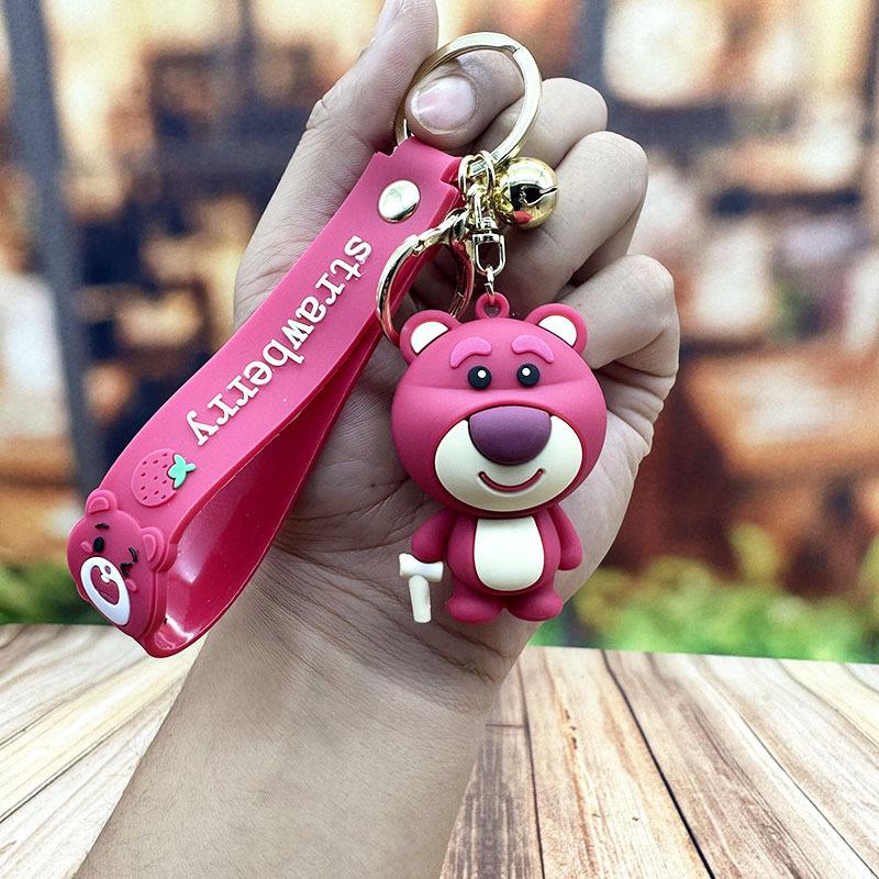 Creative Strawberry Bear Keychain Doll Exquisite Fashion Bag Car Key Chain Pendant Couple Cartoon Jewelry