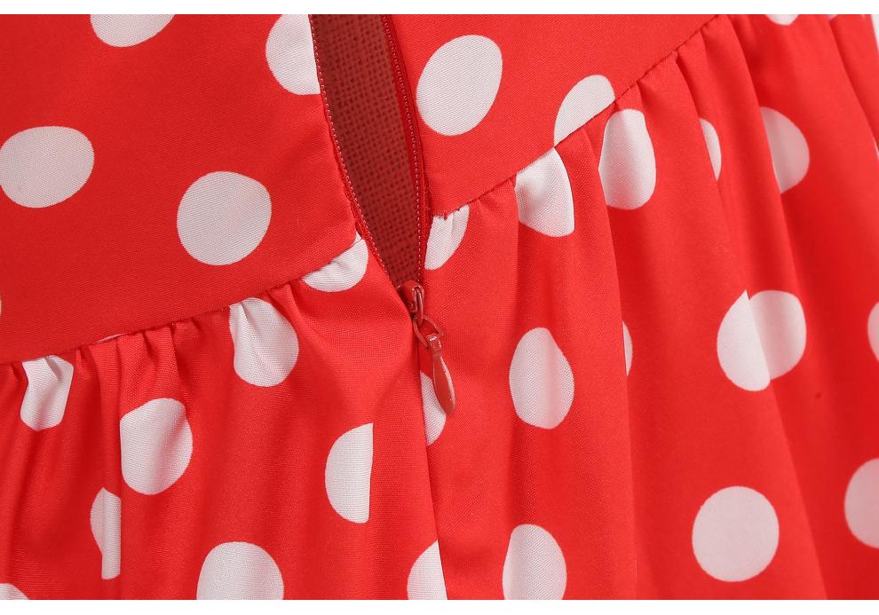 Retro Hepburn Style Polka Dot Wide Hem Dress