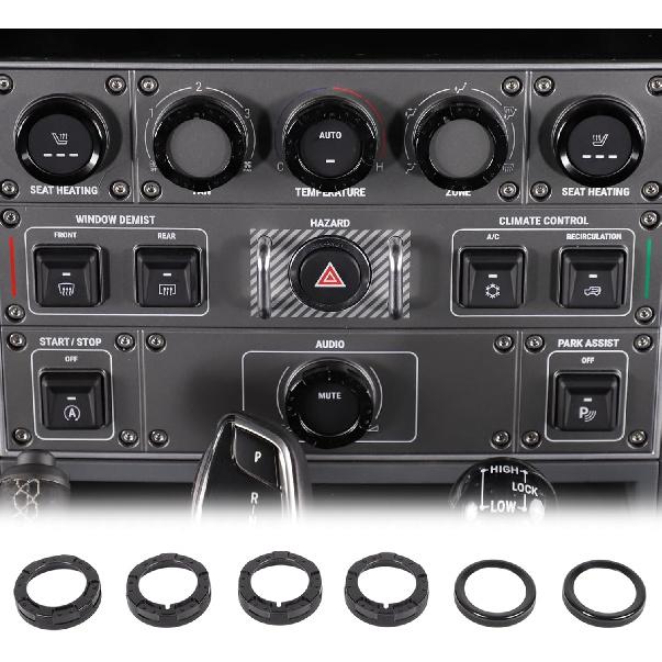 

6PCS Center Console Knob Trim Ring AC Sound Volume Knob Trim Cover Compatible with INEOS Grenadier 2020-2025 Switch Volume Control Trim Ring Aluminum чёрный