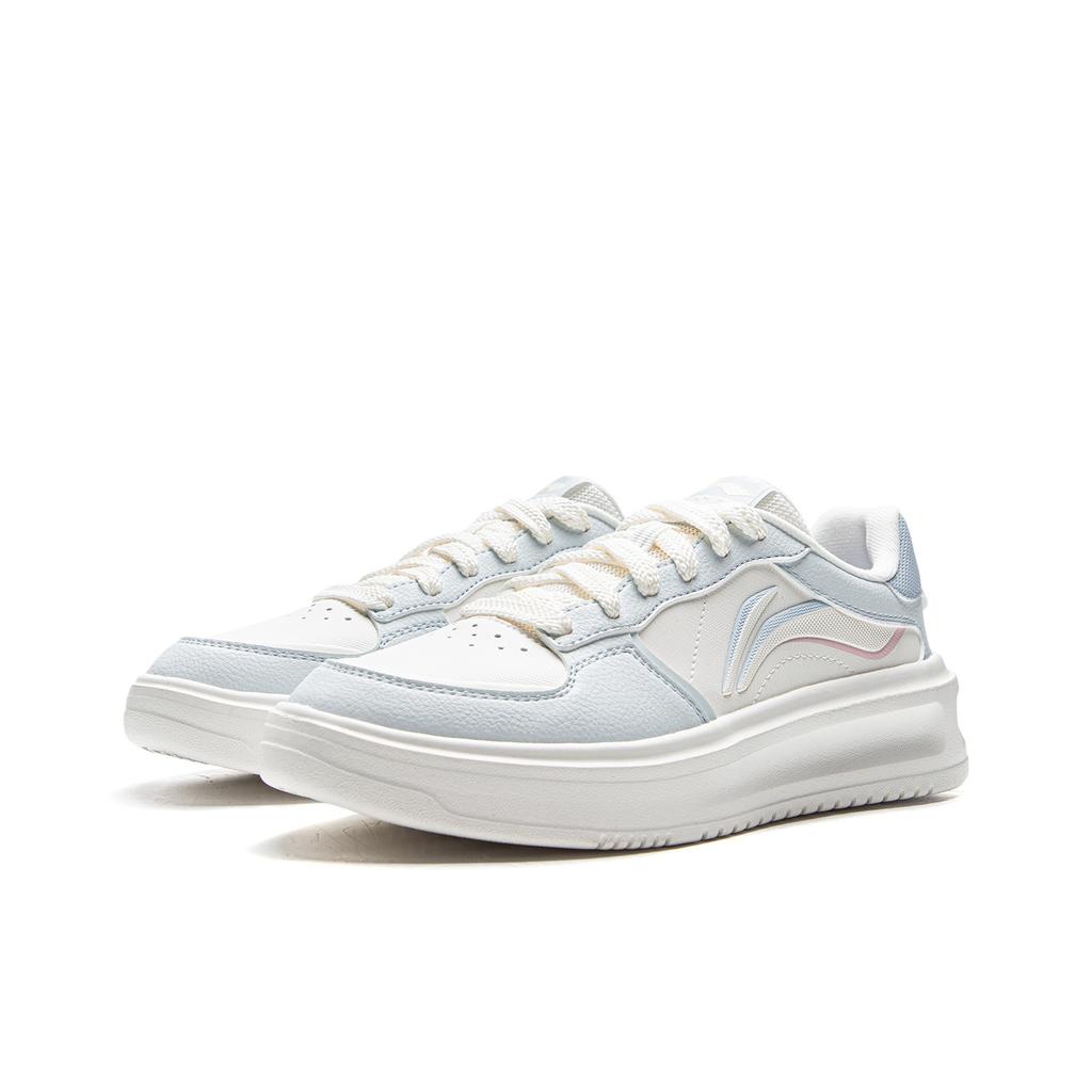 Li Ning Lantern Festival Synthetic Leather Thick Sole Height Increasing Classic White Sneakers Women Sneakers Blue AGCV316-2