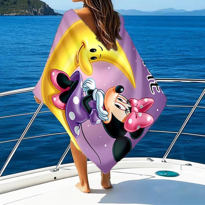 1pc Minnie7 Beach Towel with Custom Name, Beach/Swimming/Bath/Picnic/Camping Towel, Suitable for Seaside Beaches