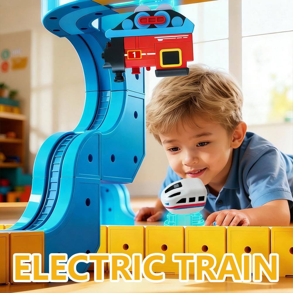 Rechargeable Magnetic Electric Train Kids Educational Toy Expansion Pack Compatible with Magnetic Flexible Tracks Interactive