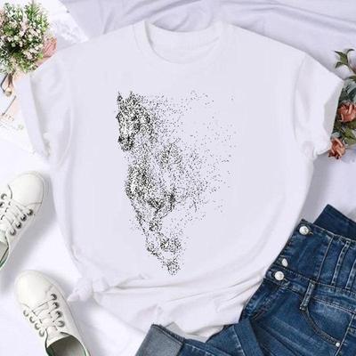 Summer Fashion Graphic T-shirt Clothing Horse New 90s Trend Casual Women Top T-shirt Short Sleeve Lady Female Print Tee