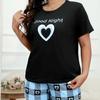 Sommer pluss størrelse 3XL 4XL 5XL kortermet topper og shorts pyjamassett avslappet oversized bokstavtrykk rutete pyjamas for kvinner nattøy sett hjemmeklær