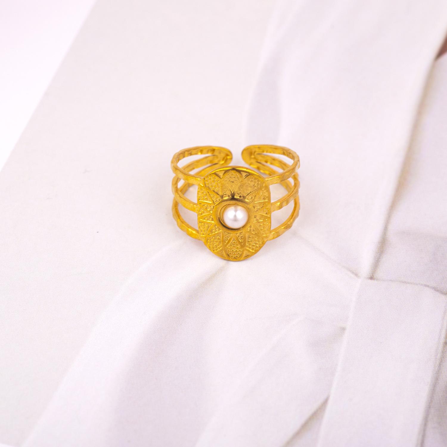 Stainless steel hollow ring, daisy ring, zircon opening ring, simple ring