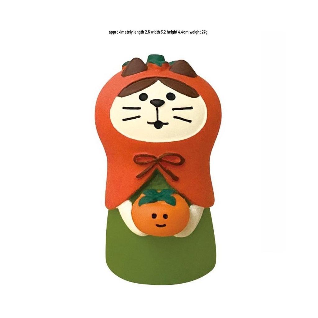 ZAKKA Autumn Harvest Resin Cat Figurine with Persimmon Tree - Trendy INS Blind Box Ornament