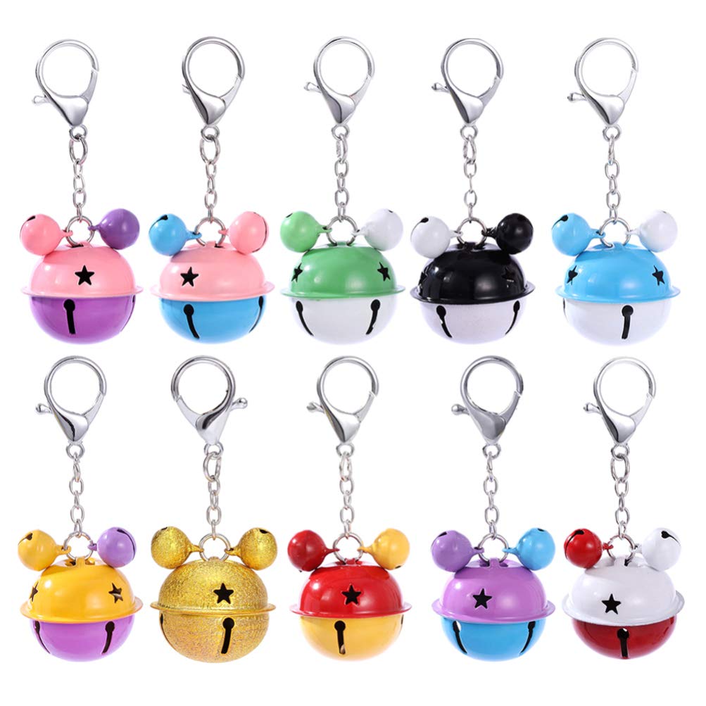 

[NUOLUX] Set of 10 Metal Bell Keychains, Stylish and Creative Keychains, Bag Charms, Lightweight and Compact, Perfect Gift